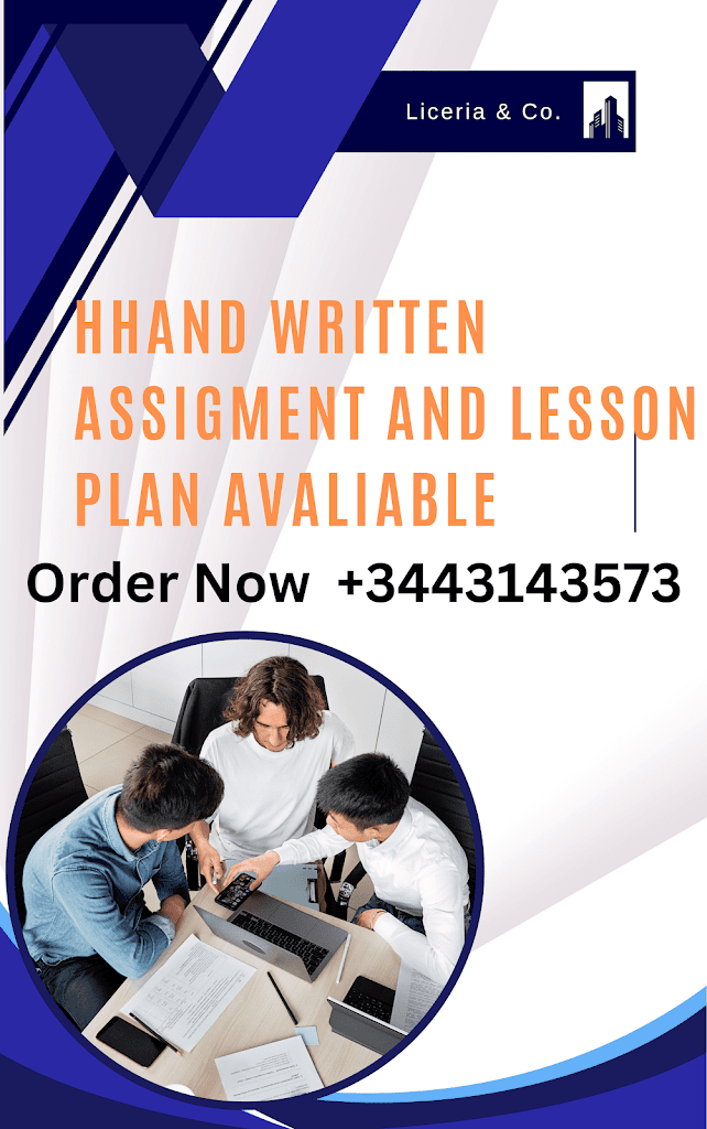 Handwritten Assignment and lesson plan available for aiou