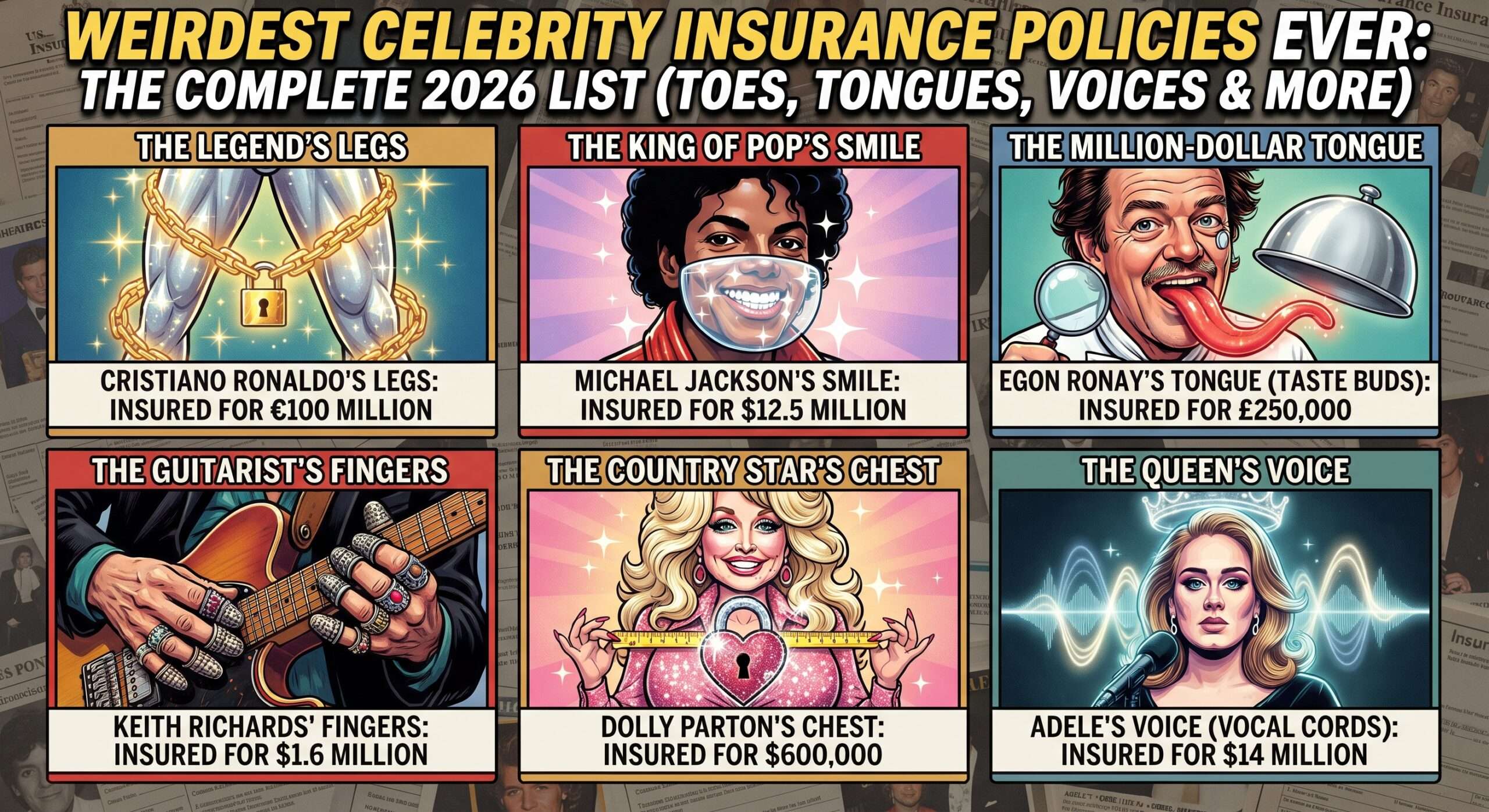 Weirdest Celebrity Insurance Policies Ever The Complete 2026 List (Toes, Tongues, Voices & More)