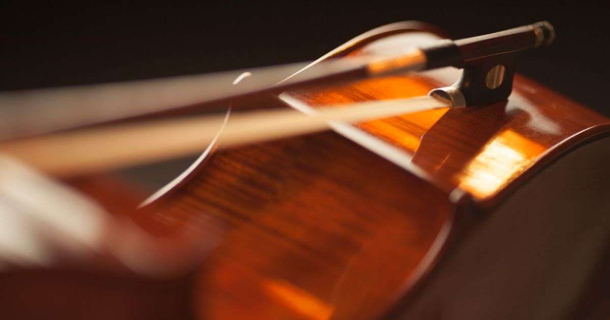 Violin with bow on sheet music, representing musical instrument insurance